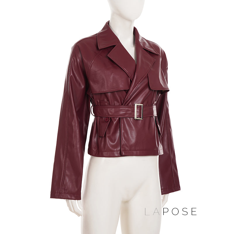 Zamiah Red Faux Leather Jacket [HGEKYSGI]