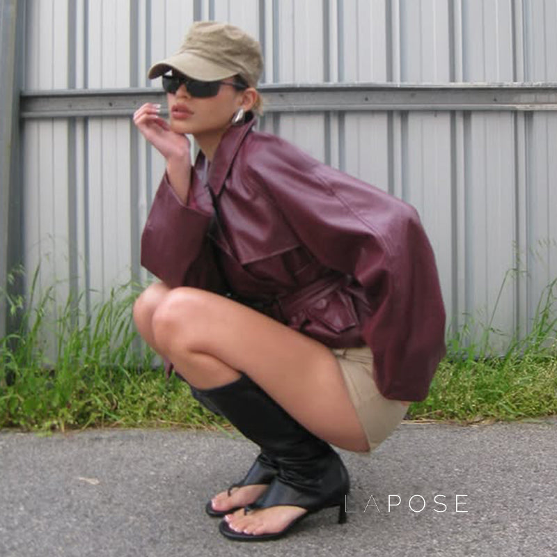 Zamiah Red Faux Leather Jacket [M64RTM9I]
