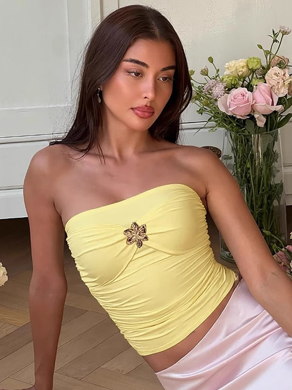 Zamiya Metal Detail Strapless Top