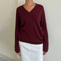 Zamya Loose Knit V-Neck Sweater [395K9C4T]