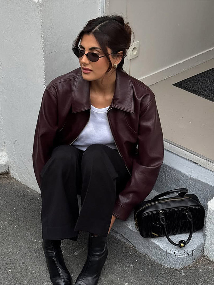 Zaniya Moto Faux Leather Jacket [RGQDA4MN]