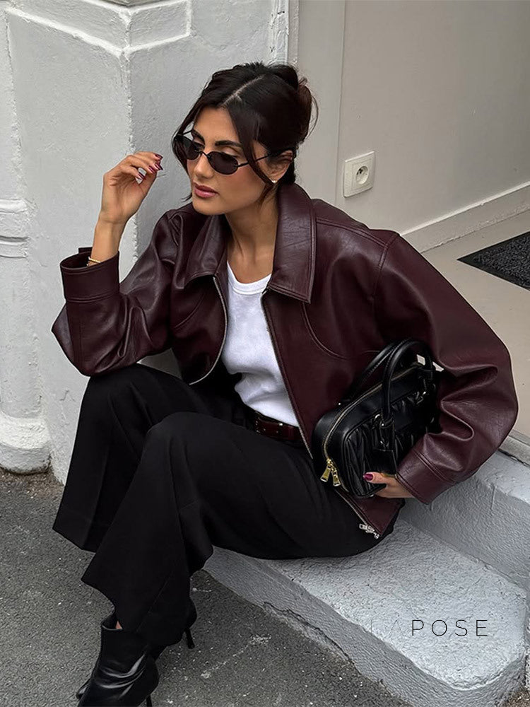 Zaniya Moto Faux Leather Jacket [QMTDOQSR]