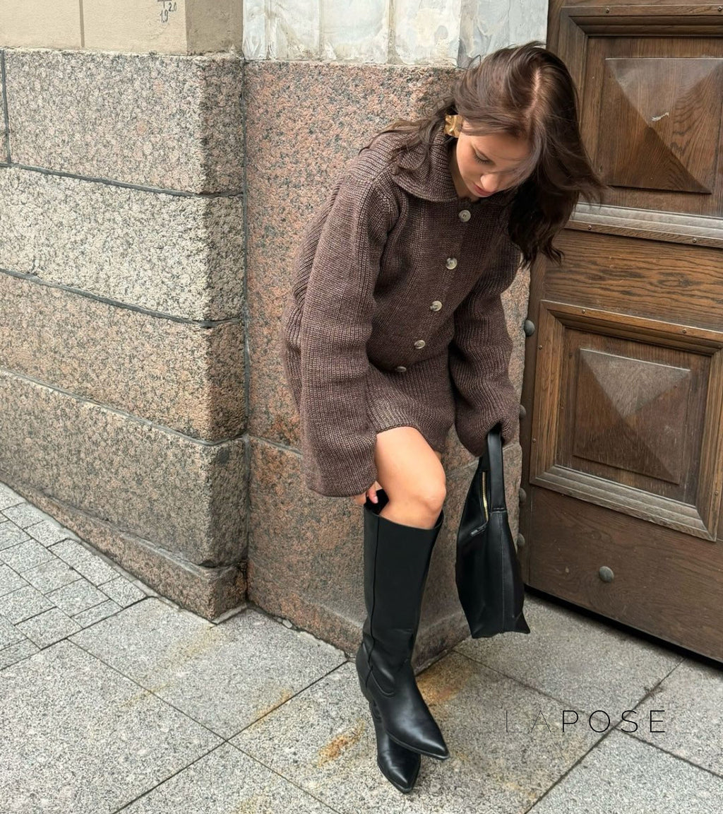 Zarina Lapel Knit Skirt Set [5PGSC21E]