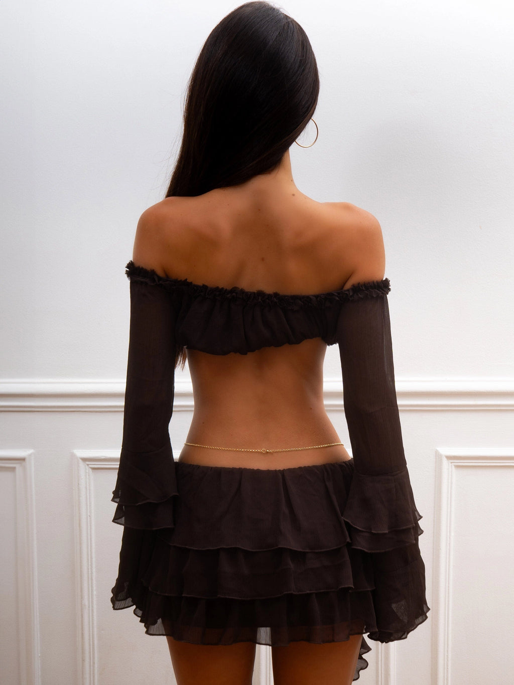 LaPose Zaylah Ruffled Georgette Mini Skirt