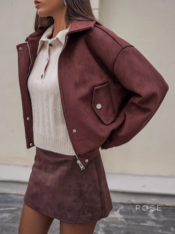 Zayna Cognac Suede Jacket [7IF09WIQ]