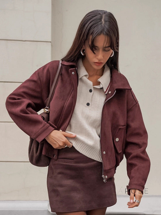 Zayna Cognac Suede Jacket [Z8T1S9VM]