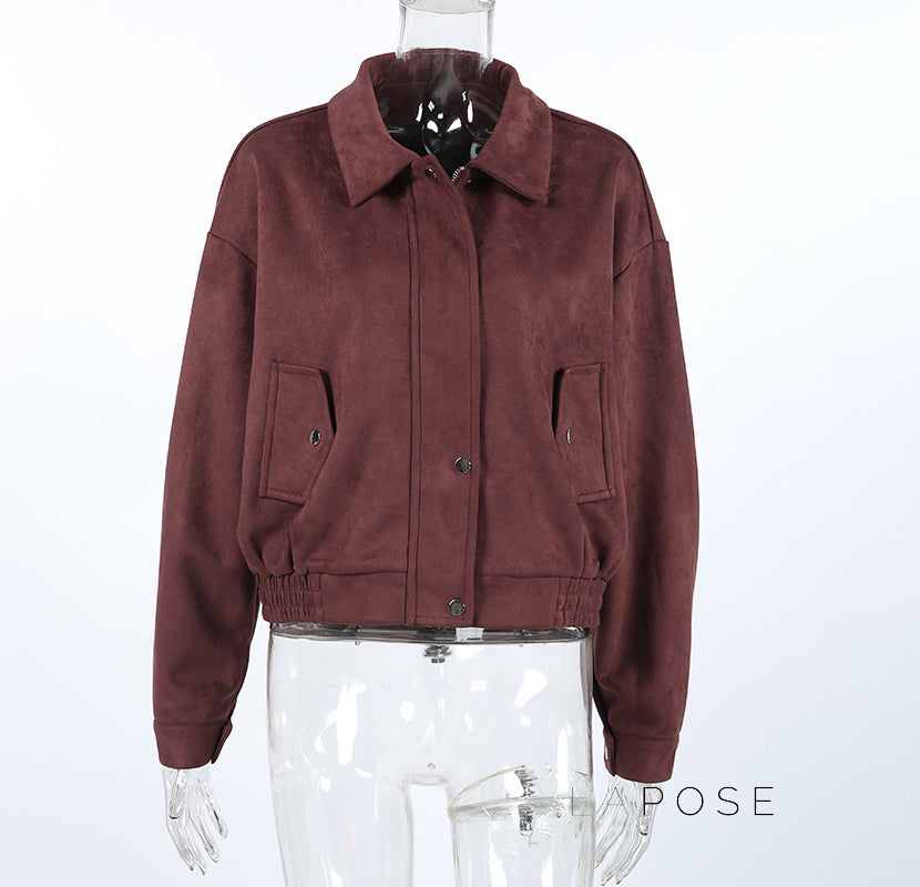 Zayna Cognac Suede Jacket [46FGEU42]