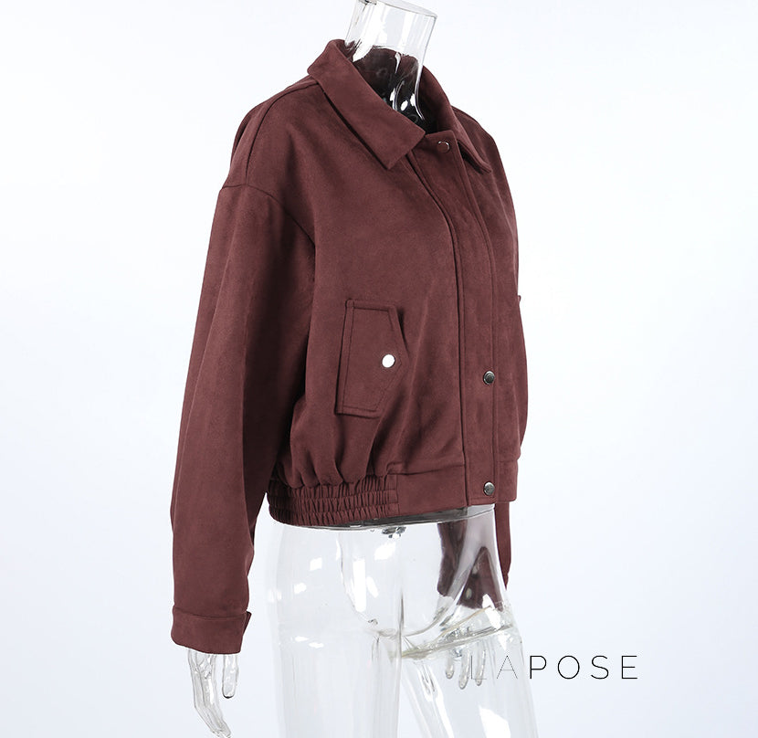 Zayna Cognac Suede Jacket [GGJUA92R]