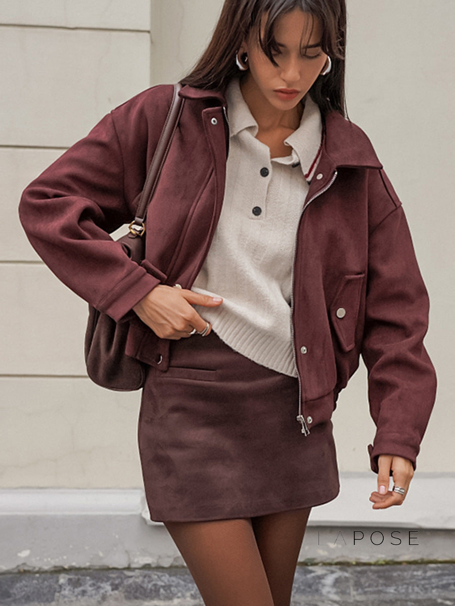 Zayna Cognac Suede Jacket [JK15GKG6]