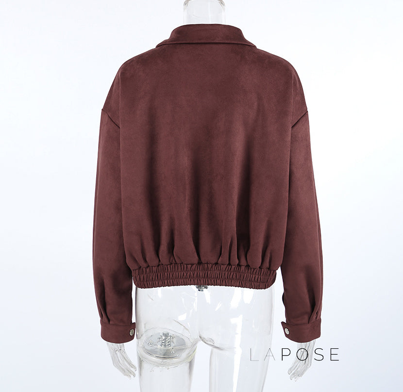 Zayna Cognac Suede Jacket [XJ3P05FC]