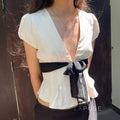Zehra Puff Sleeve Bow Top