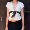 Zehra Puff Sleeve Bow Top