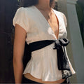 Zehra Puff Sleeve Bow Top