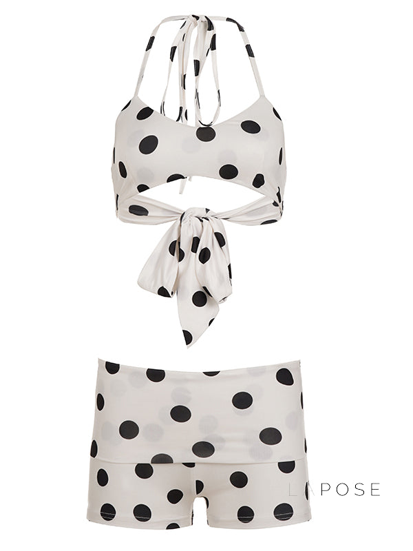 Zen Polka Dot Halter Short Set [2GH73XMD]