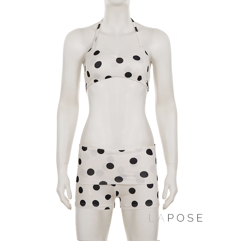 Zen Polka Dot Halter Short Set [15XNZOZC]