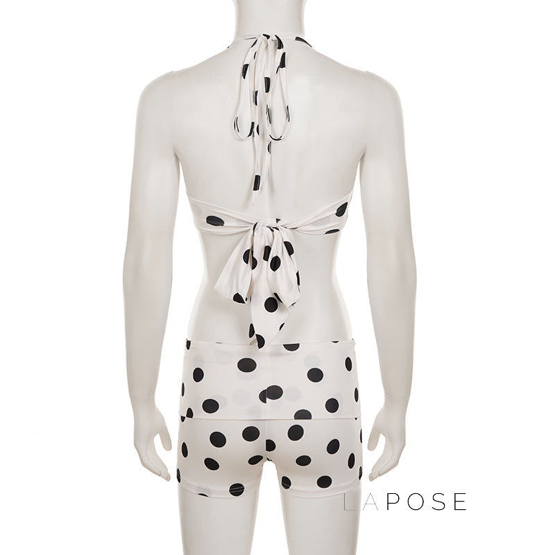 Zen Polka Dot Halter Short Set [12H5AXLR]