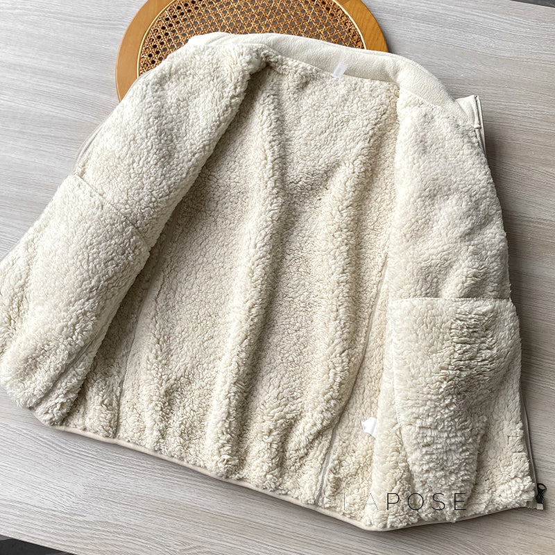 Zoee Plush Stand Collar Jacket [N47AUOI3]