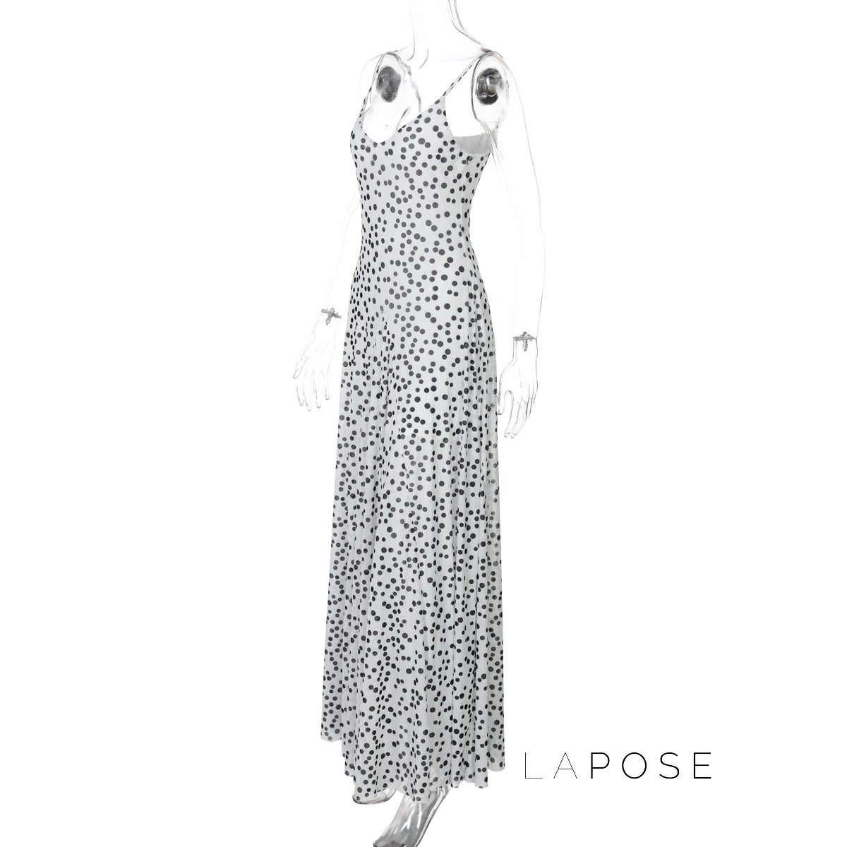 Zulema Polka Dot Mesh Midi Dress [TG3KPQ5R]