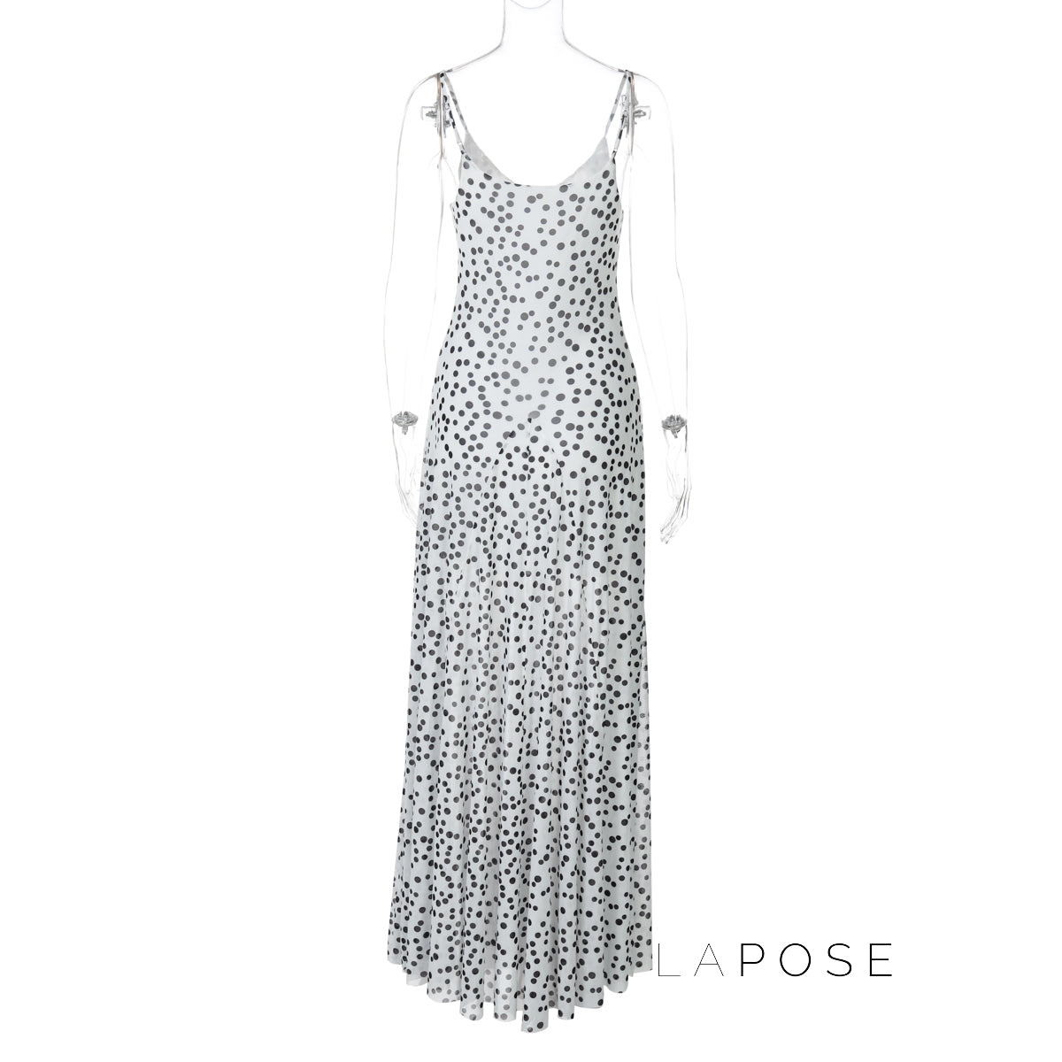 Zulema Polka Dot Mesh Midi Dress [ZE1Y5Z7V]