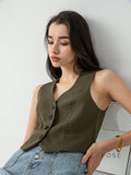 Zuri Cropped Button-Up Vest [TMJPCAGC]