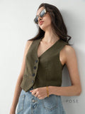 Zuri Cropped Button-Up Vest [MTEMSTNJ]