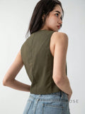 Zuri Cropped Button-Up Vest [TCDHXIAU]