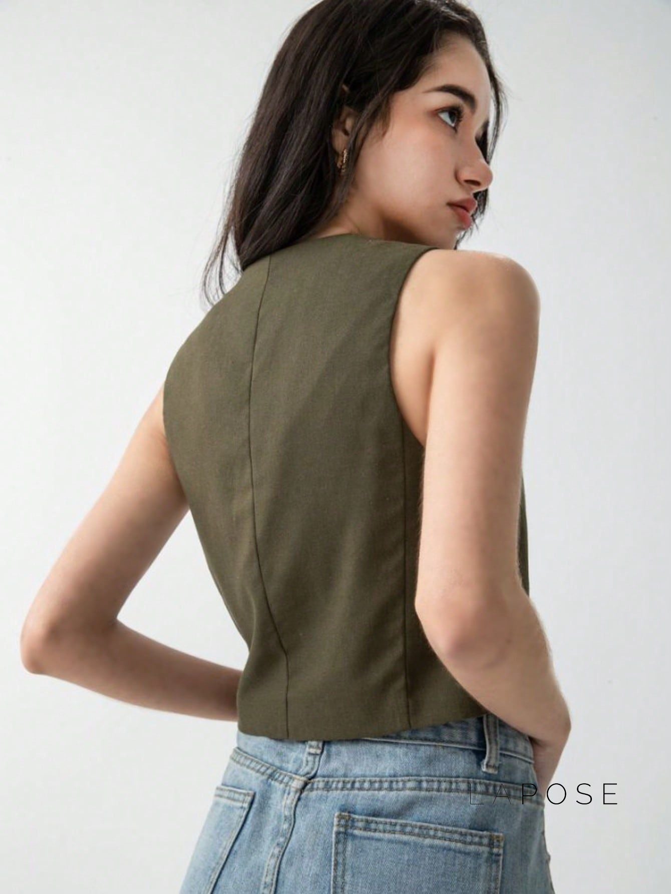 Zuri Cropped Button-Up Vest [TCDHXIAU]