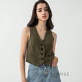 Zuri Cropped Button-Up Vest [Y0FOFTGM]