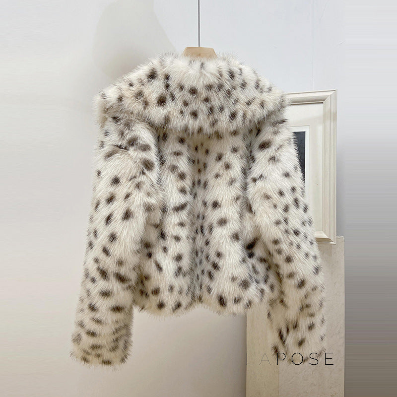 Zuria Leopard Print Cropped Faux Fur Coat [NCOHKW9Q]