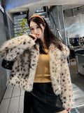 Zuria Leopard Print Cropped Faux Fur Coat [WTI4CWWP]