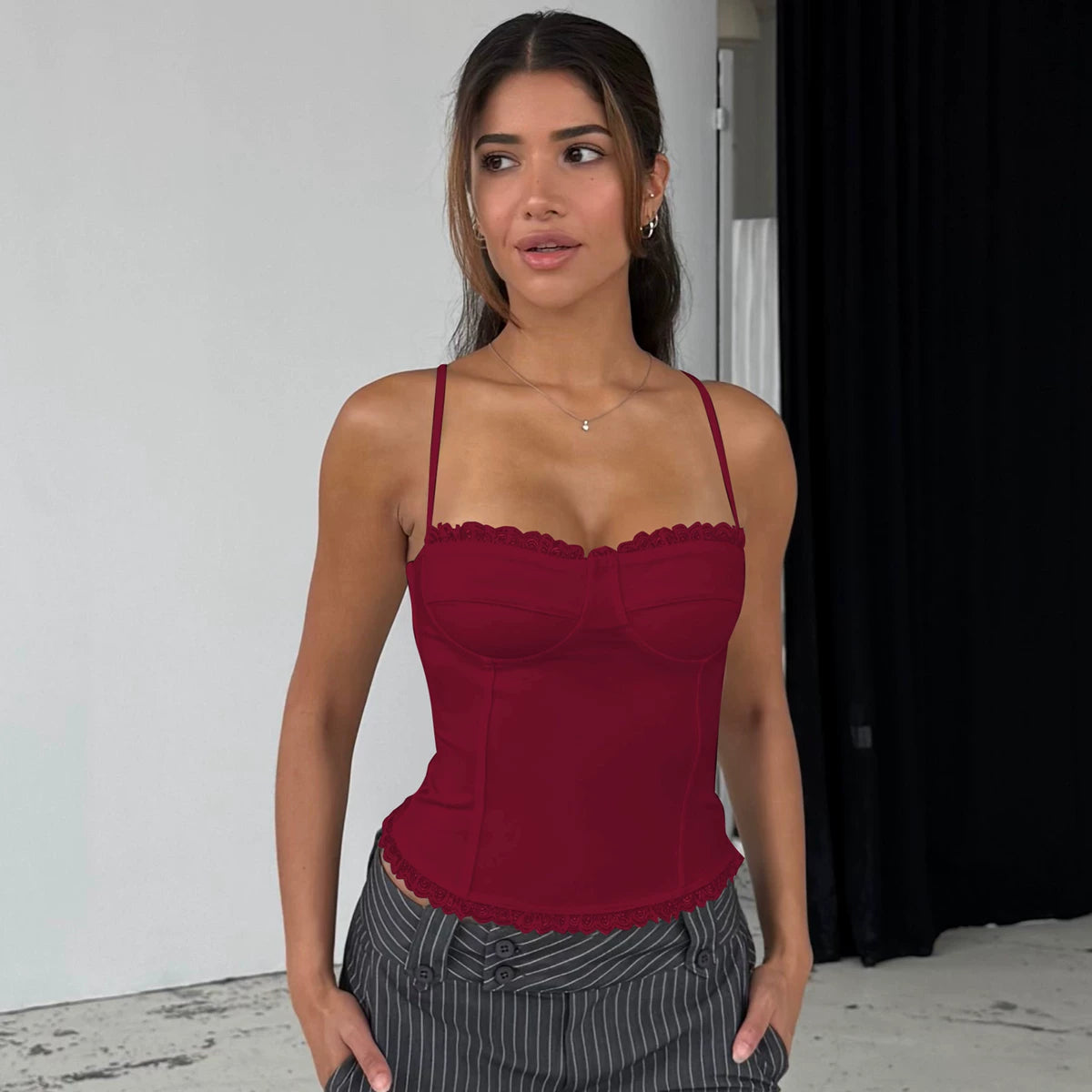 LaPose - Zyah Lace Trim Corset Camisole