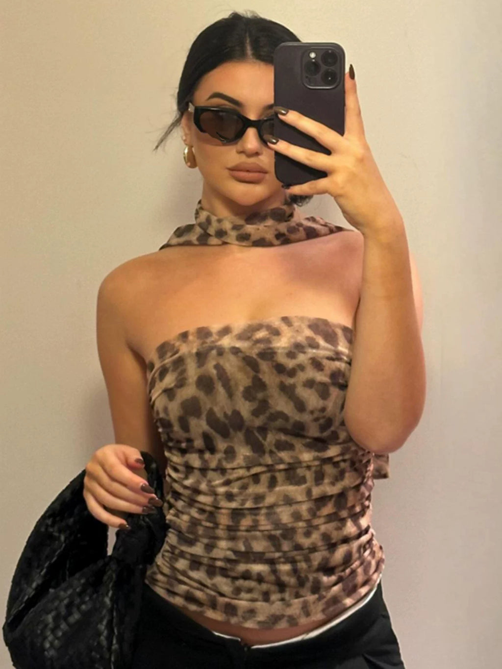 Melany Ruched Leopard Tube Top