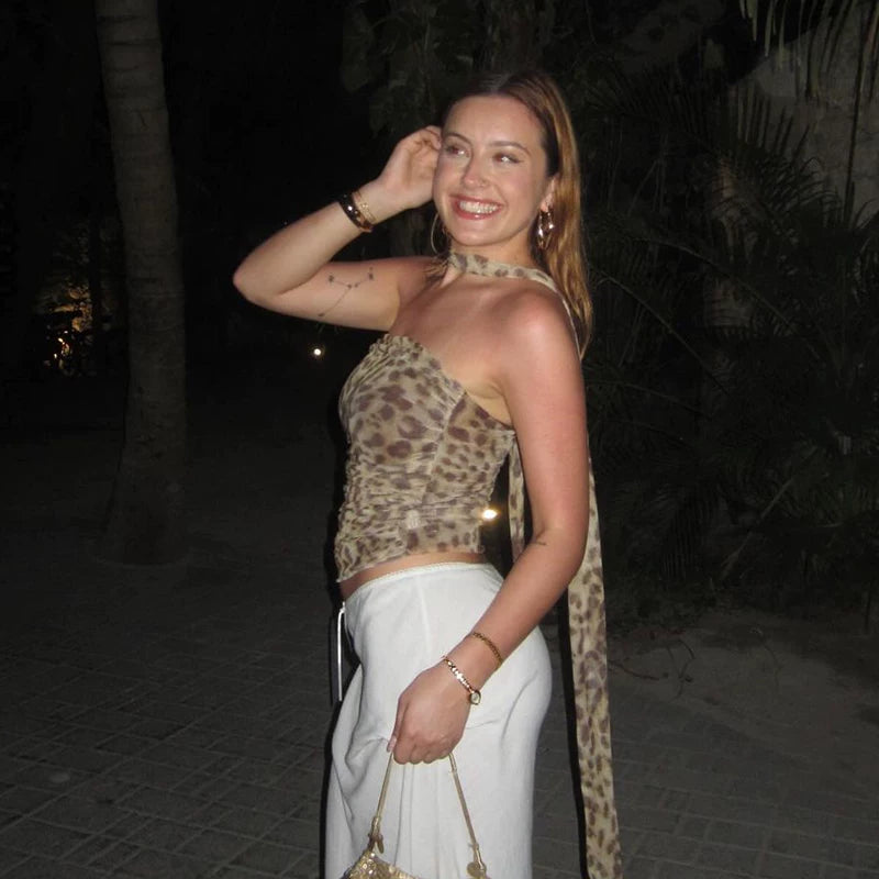 Melany Ruched Leopard Tube Top
