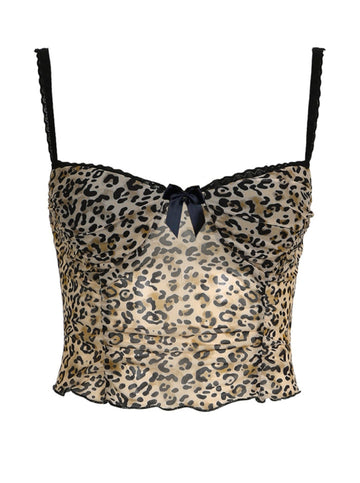 Toby Leopard Print Mesh Crop Top