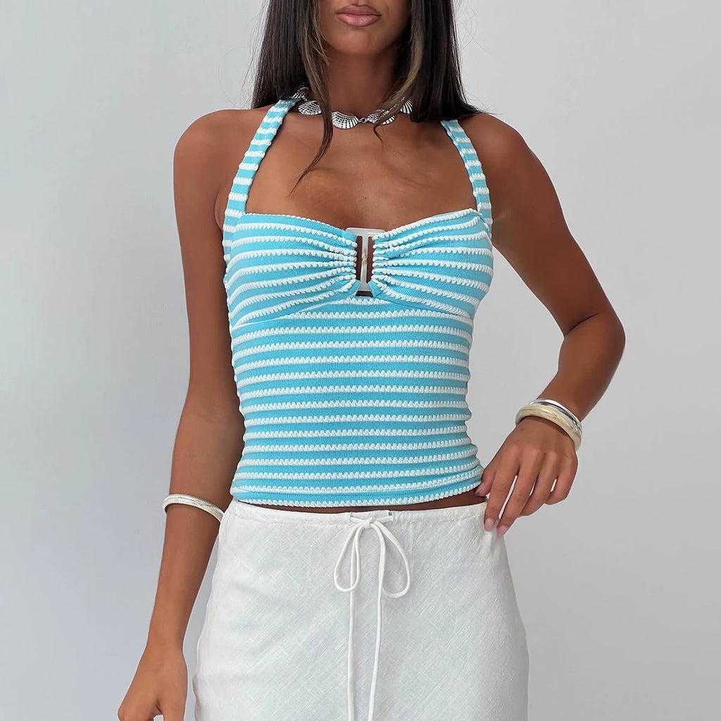 Vanesa Striped Knit Shorts Set